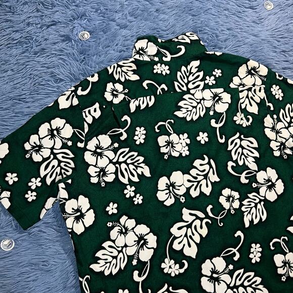 VINTAGE Pride Of Hawaii Floral Button Up Shirt Size XL Mens Summer Green 90s - Picture 7 of 12